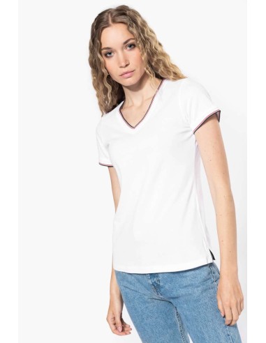 K-KA394-LADIES' PIQUÉ KNIT V-NECK T-SHIRT